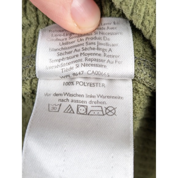 Eddie Bauer Mens Green Waffle Knit 1/4 Zip Pullover Fleece Sweater M Outdoor - Picture 7 of 10